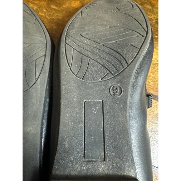 Womens Black Mary Jane Flats Size 9 W/M Elastic Strap Sq Toe Slip-On Comfort - Picture 9 of 9